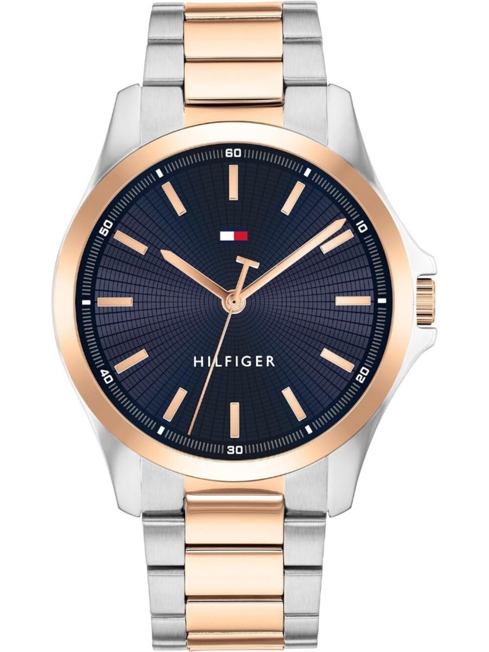 Men's Two Tone Blue Stainless Steel Bracelet Modern and Stylish Quartz Watch